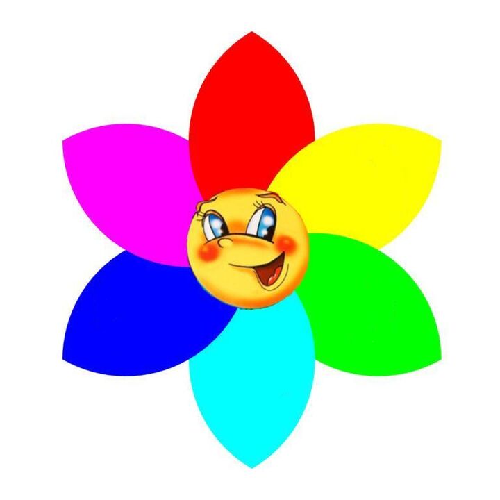 La flor está hecha de papel de colores con seis pétalos, cada uno de los cuales simboliza una mono-dieta